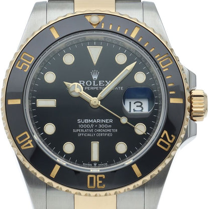 Rolex Submariner Date Watch 18k Yellow Gold SS Black Polished
