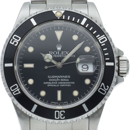 Rolex Submariner Date Tritium SS Watch Black Polished