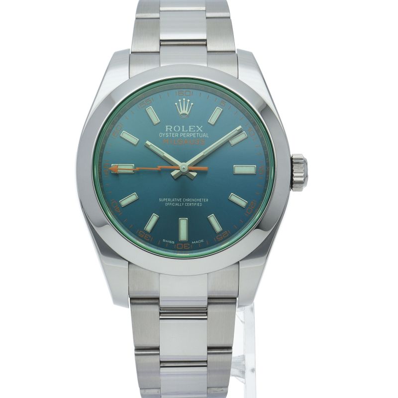 Rolex Milgauss Watch Green Saffiano Blue Box — view 2