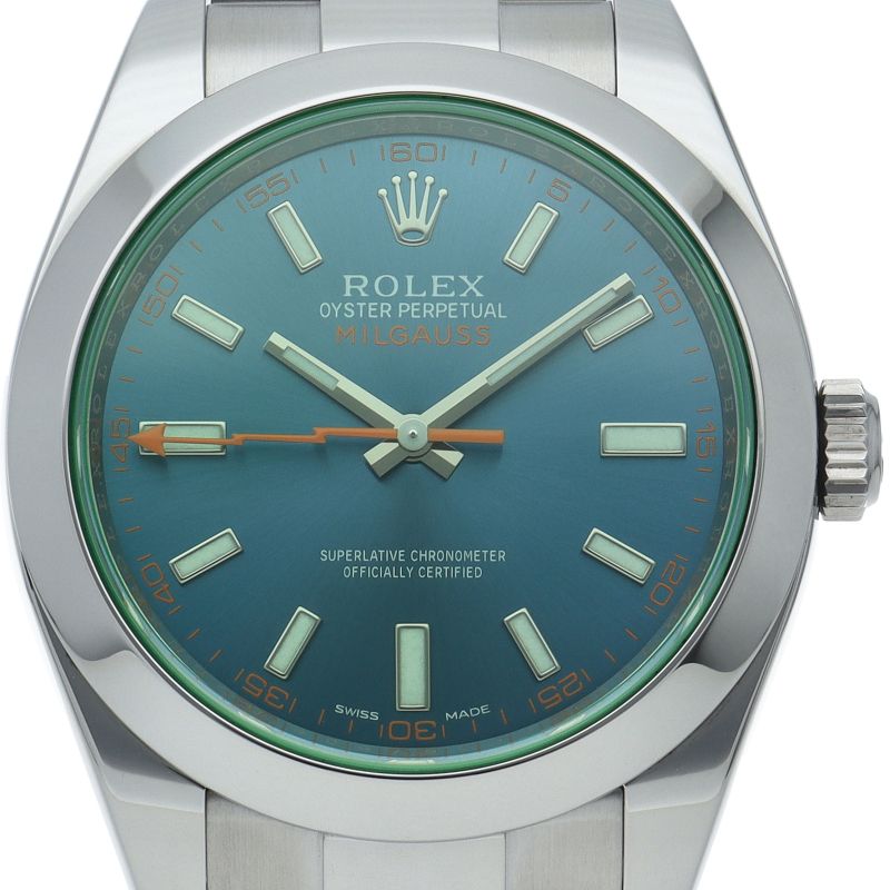 Rolex Milgauss Watch Green Saffiano Blue Box