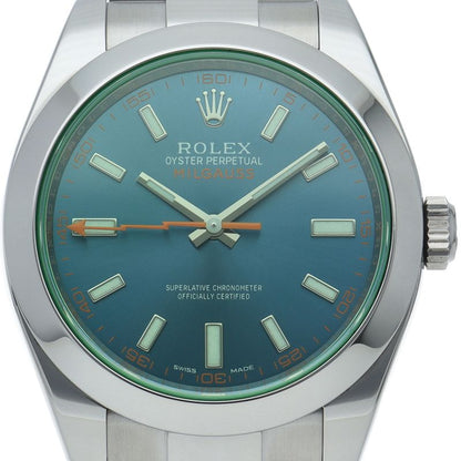 Rolex Milgauss Watch Green Saffiano Blue Box