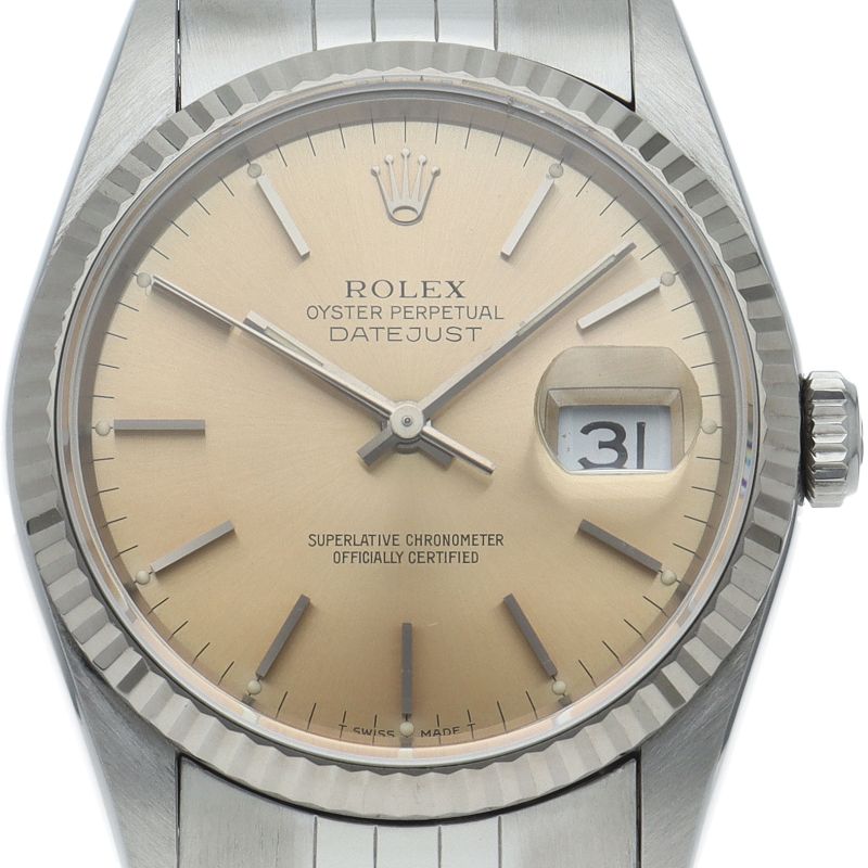 Rolex Datejust Watch 18k White Gold SS Chien Color Polished
