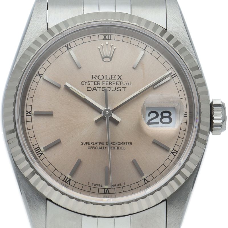 Rolex Datejust Watch 18k White Gold SS Silver Polished
