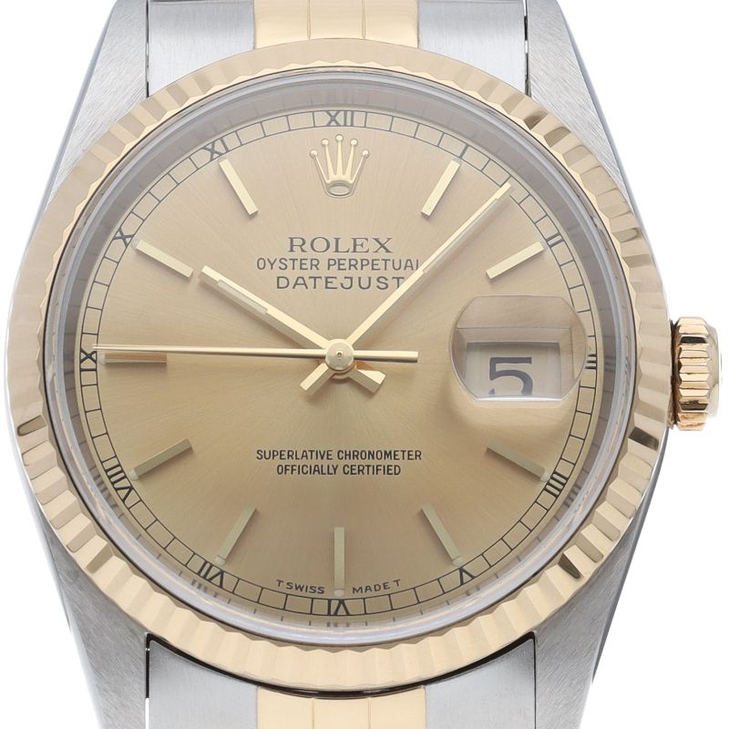 Rolex Datejust Watch 18k Yellow Gold SS Chien Color Polished