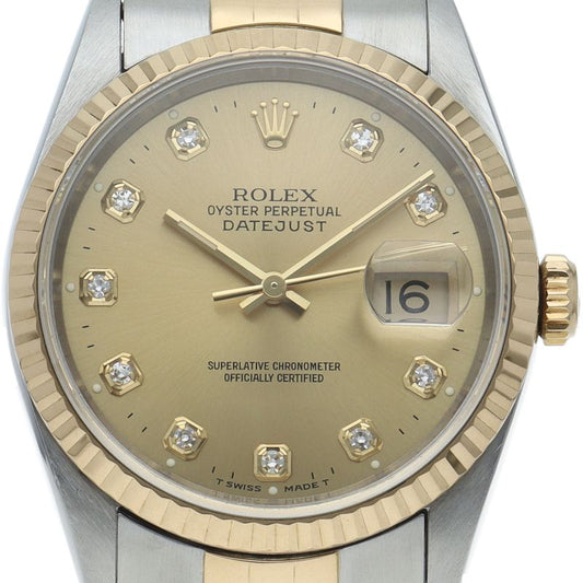 Rolex Datejust Watch Diamond 18k Yellow Gold SS Champagne Color Polished