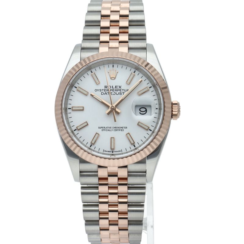Rolex Datejust 36 Watch Jubilee Box 18k Pink Gold SS White Polished — view 2