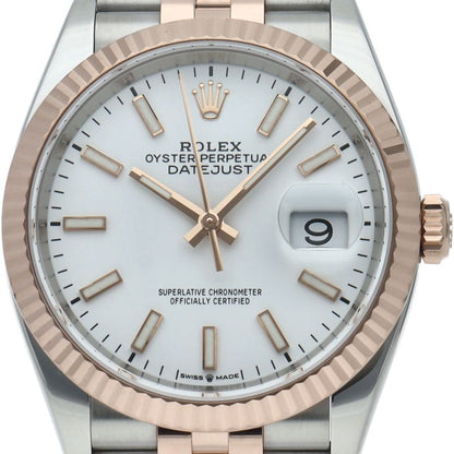 Rolex Datejust 36 Watch Jubilee Box 18k Pink Gold SS White Polished