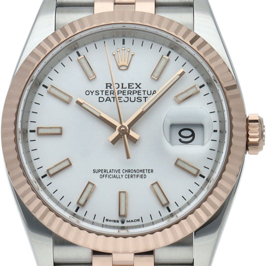 Rolex Datejust 36 Watch Jubilee Box 18k Pink Gold SS White Polished
