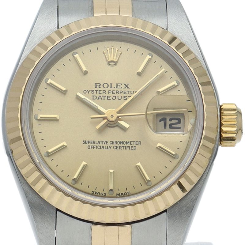 Rolex Datejust Watch 18k Yellow Gold SS Champagne Color Polished 20