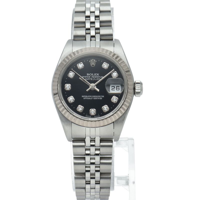 Rolex Datejust Watch Diamond 18k White Gold SS Black Polished — view 2