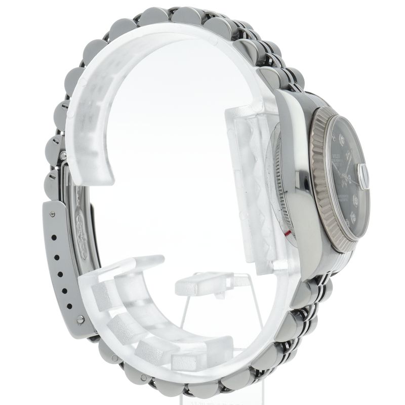 Rolex Datejust Watch Diamond 18k White Gold SS Black Polished — view 4