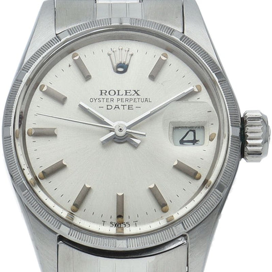 Rolex Oyster Perpetual Date Antique SS Watch Silver Polished