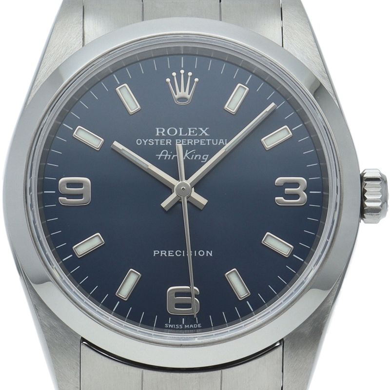 Rolex Air King SS Watch Blue Polished