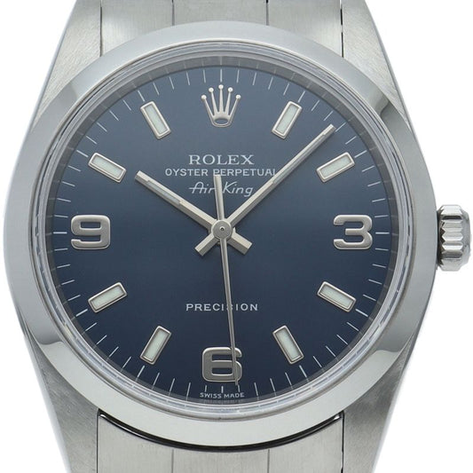 Rolex Air King SS Watch Blue Polished