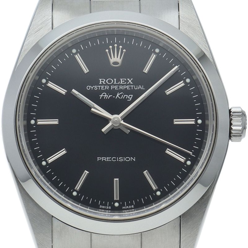 Rolex Air King Box SS Watch Black Polished