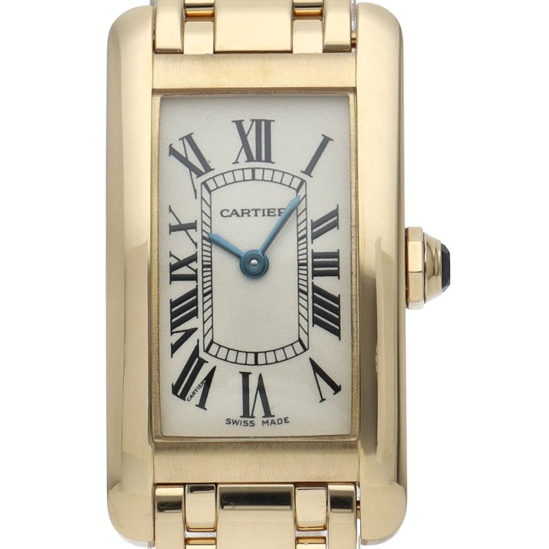 Cartier Tank American SM Watch Box Repair Book 18k Yellow Gold White Polished