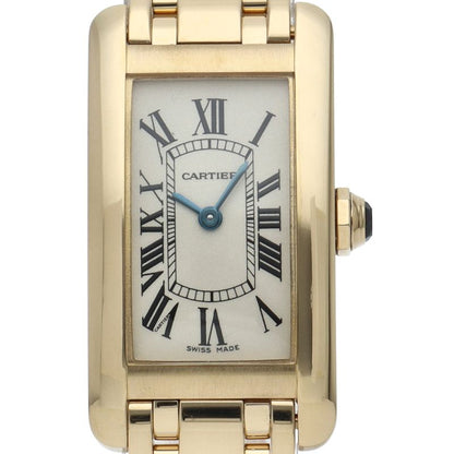 Cartier Tank American SM Watch Box Repair Book 18k Yellow Gold White Polished