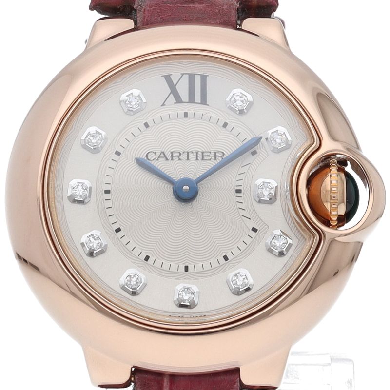 Cartier Ballon Blue de Watch 28 mm Diamond Box 18k Pink Gold Leather