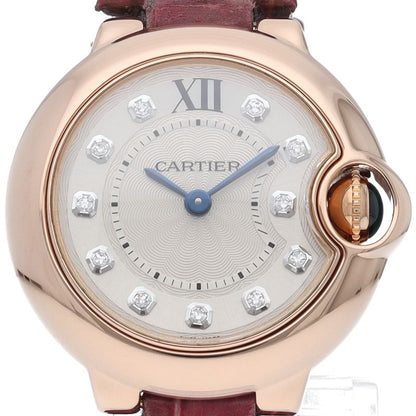 Cartier Ballon Blue de Watch 28 mm Diamond Box 18k Pink Gold Leather