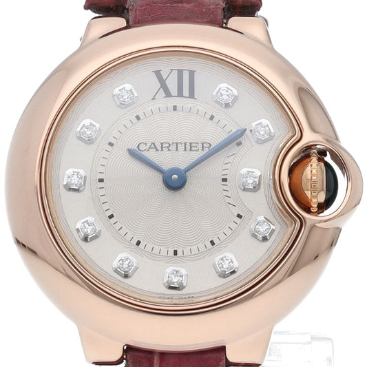 Cartier Ballon Blue de Watch 28 mm Diamond Box 18k Pink Gold Leather