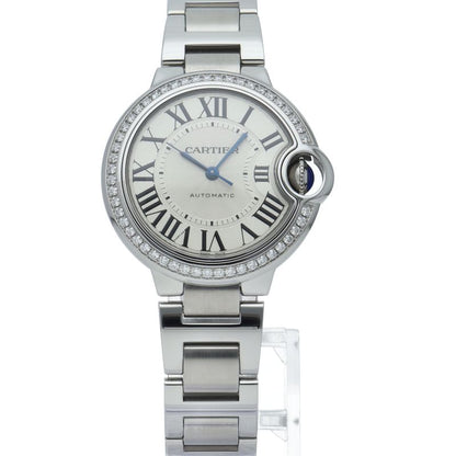 Cartier Ballon Blue de Watch 33 mm Diamond Bezel Box SS — view 2