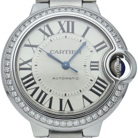 Cartier Ballon Blue de Watch 33 mm Diamond Bezel Box SS