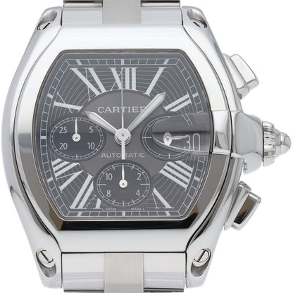 Cartier Roadster XL Chronograph Watch SS Black Polished