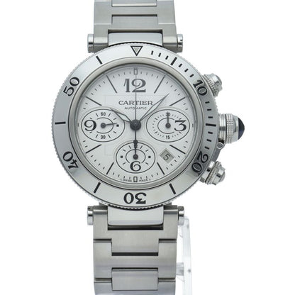 Cartier Pasha Timer Chronograph Watch SS White Polished — view 2