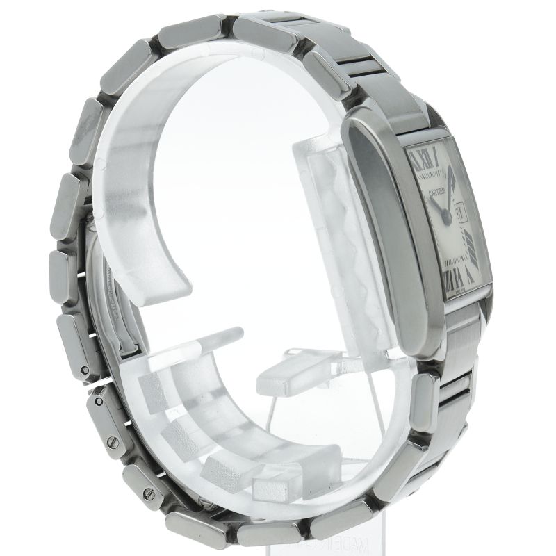 Cartier Tank Francaise MM Date Watch SS White Polished — view 4