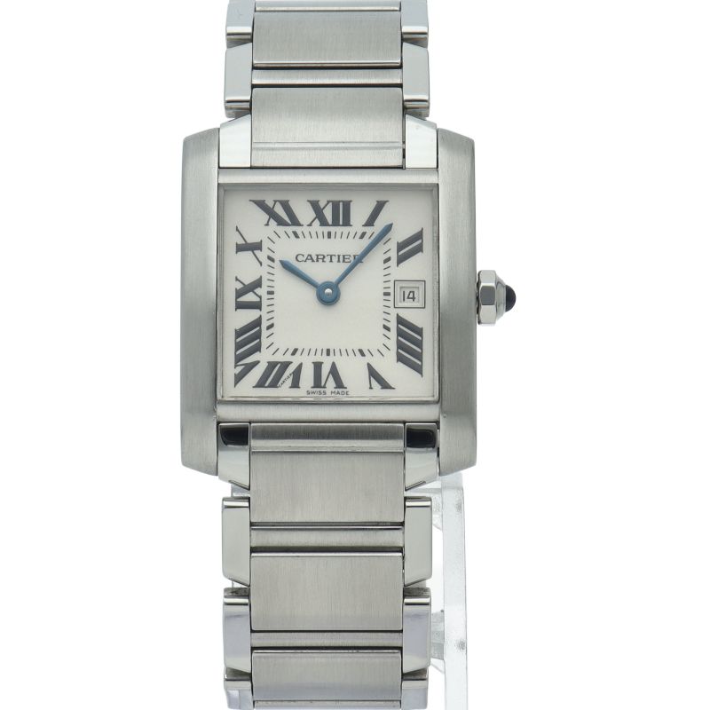 Cartier Tank Francaise MM Date Watch SS White Polished — view 2
