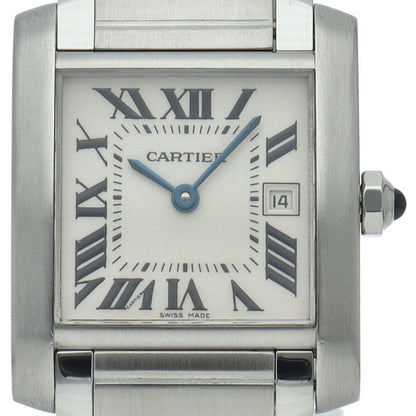 Cartier Tank Francaise MM Date Watch SS White Polished