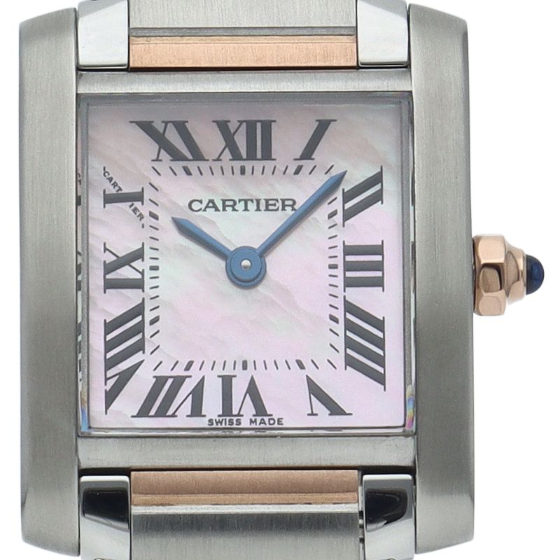 Cartier Tank Francaise SM Watch Shell Box 18k Yellow Gold SS Pink