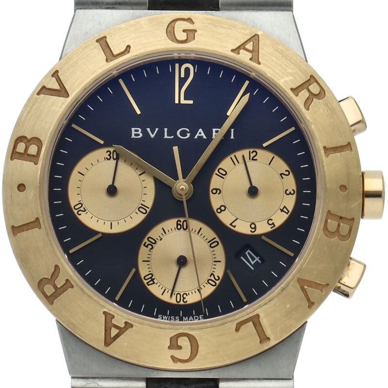 Bvlgari Diagono Sports Chronograph 35 mm Box Repair Book 18k Yellow Gold