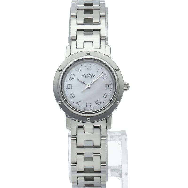 Hermes Cles Watch Shell Box SS White Polished — view 2