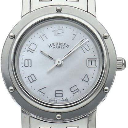 Hermes Cles Watch Shell Box SS White Polished