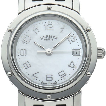 Hermes Cles Watch Shell Box SS White Polished