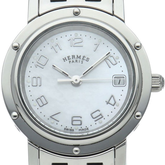 Hermes Cles Watch Shell Box SS White Polished