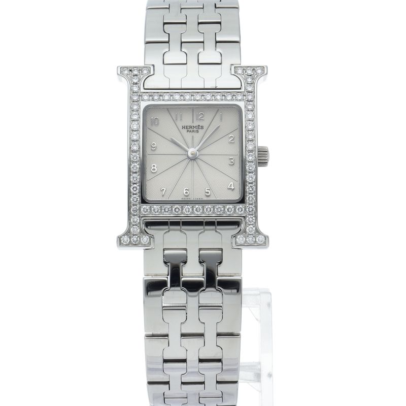 Hermes Watch Diamond Bezel Box SS Silver Polished Finished — view 2