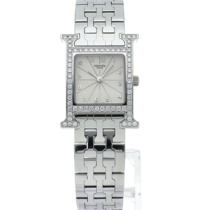 Hermes Watch Diamond Bezel Box SS Silver Polished Finished — view 2