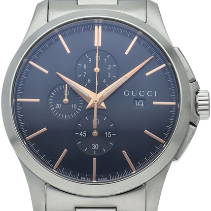 Gucci G-timeless Chronograph Watch 126.2 Box SS Black Polished