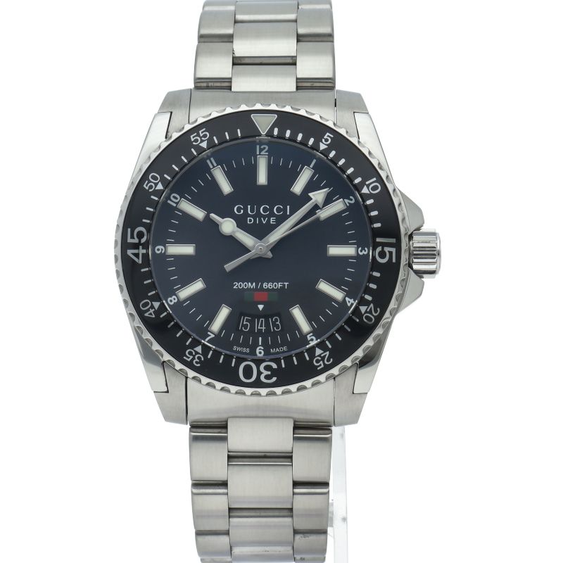 Gucci Dive Watch 136.3 Box SS Black Polished — view 2