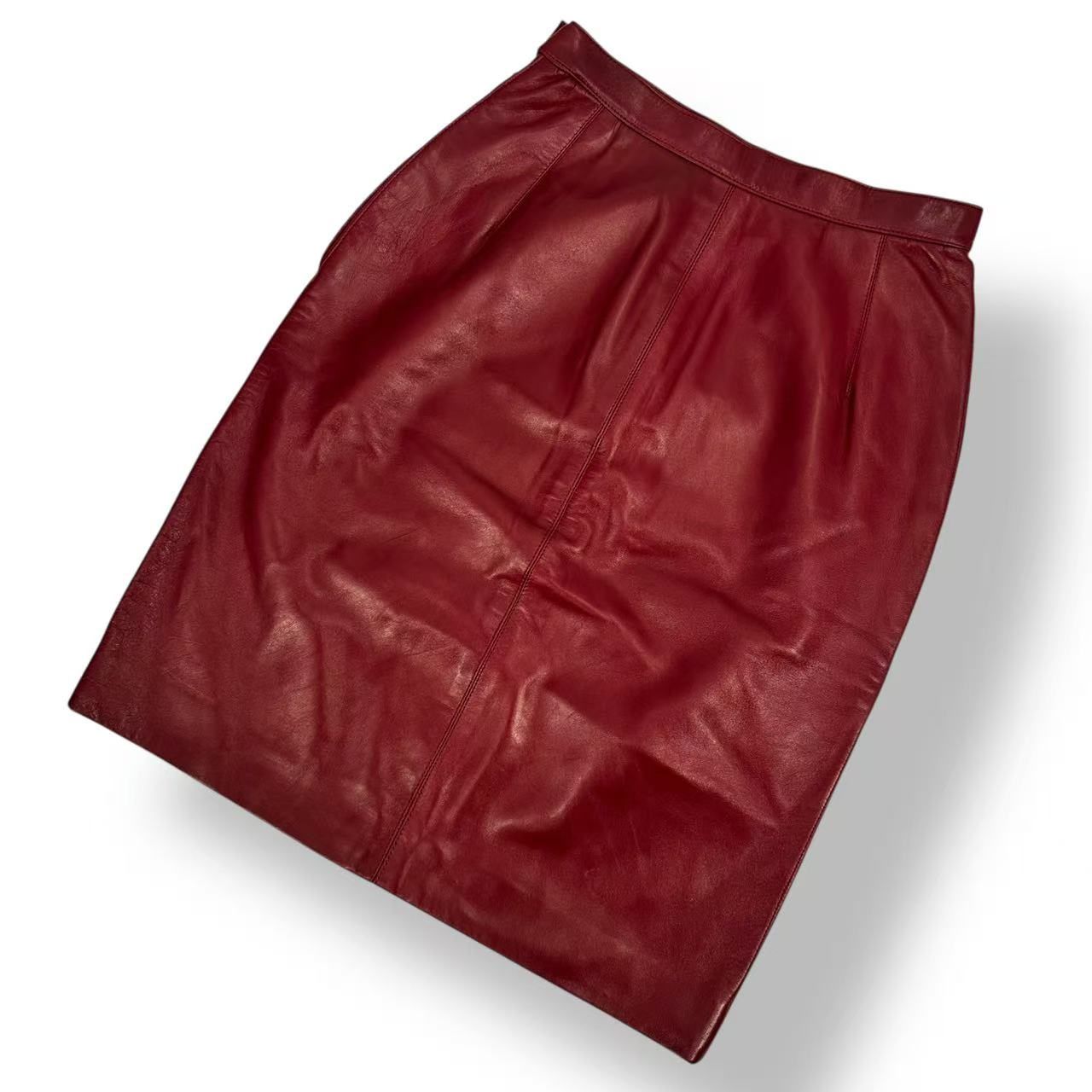 Saint Laurent Leather Skirt Red 34 — view 3