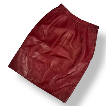 Saint Laurent Leather Skirt Red 34 — view 2