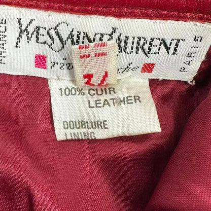 Saint Laurent Leather Skirt Red 34 — view 5