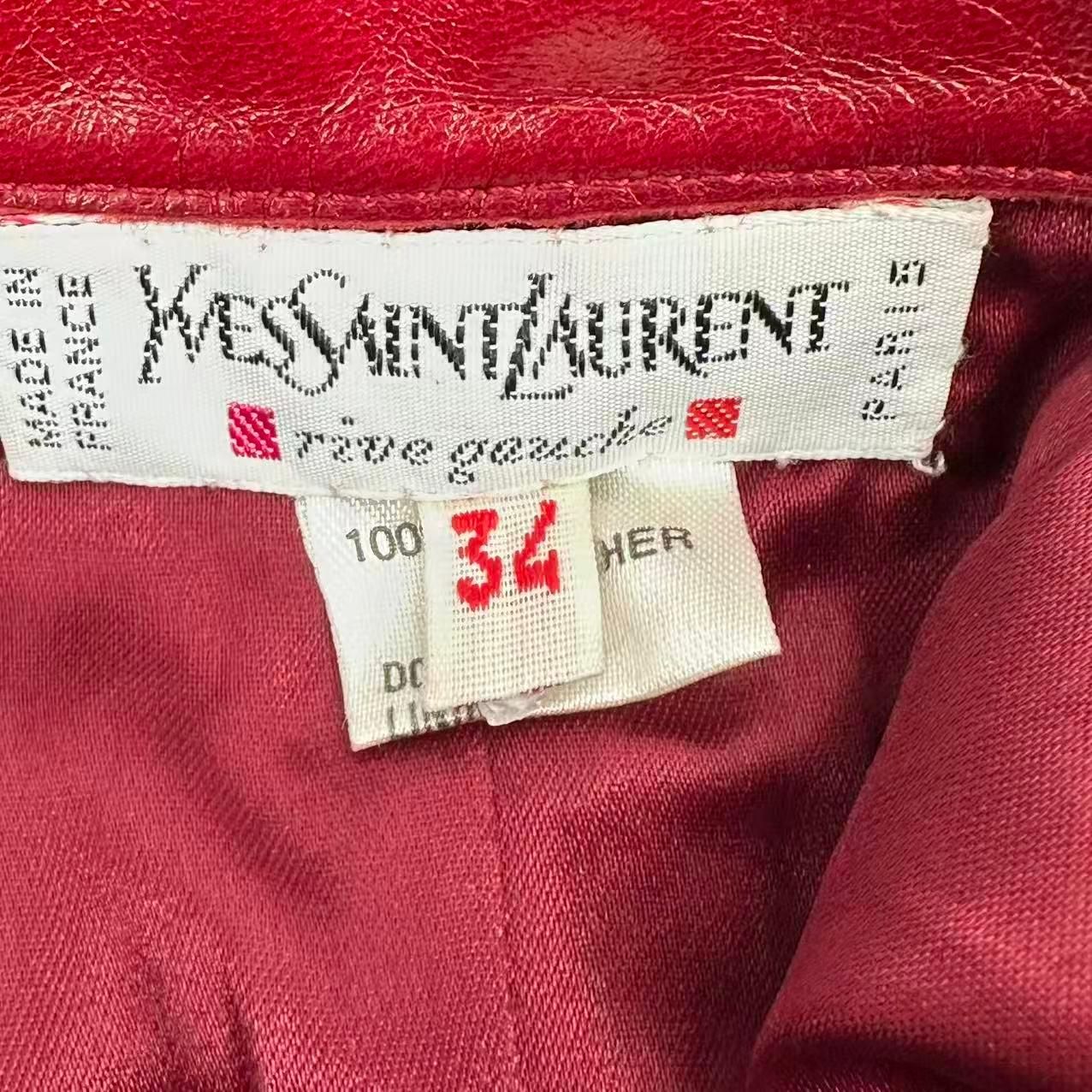 Saint Laurent Leather Skirt Red 34 — view 4