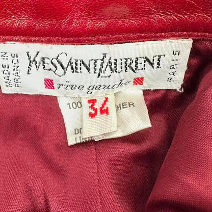 Saint Laurent Leather Skirt Red 34 — view 4