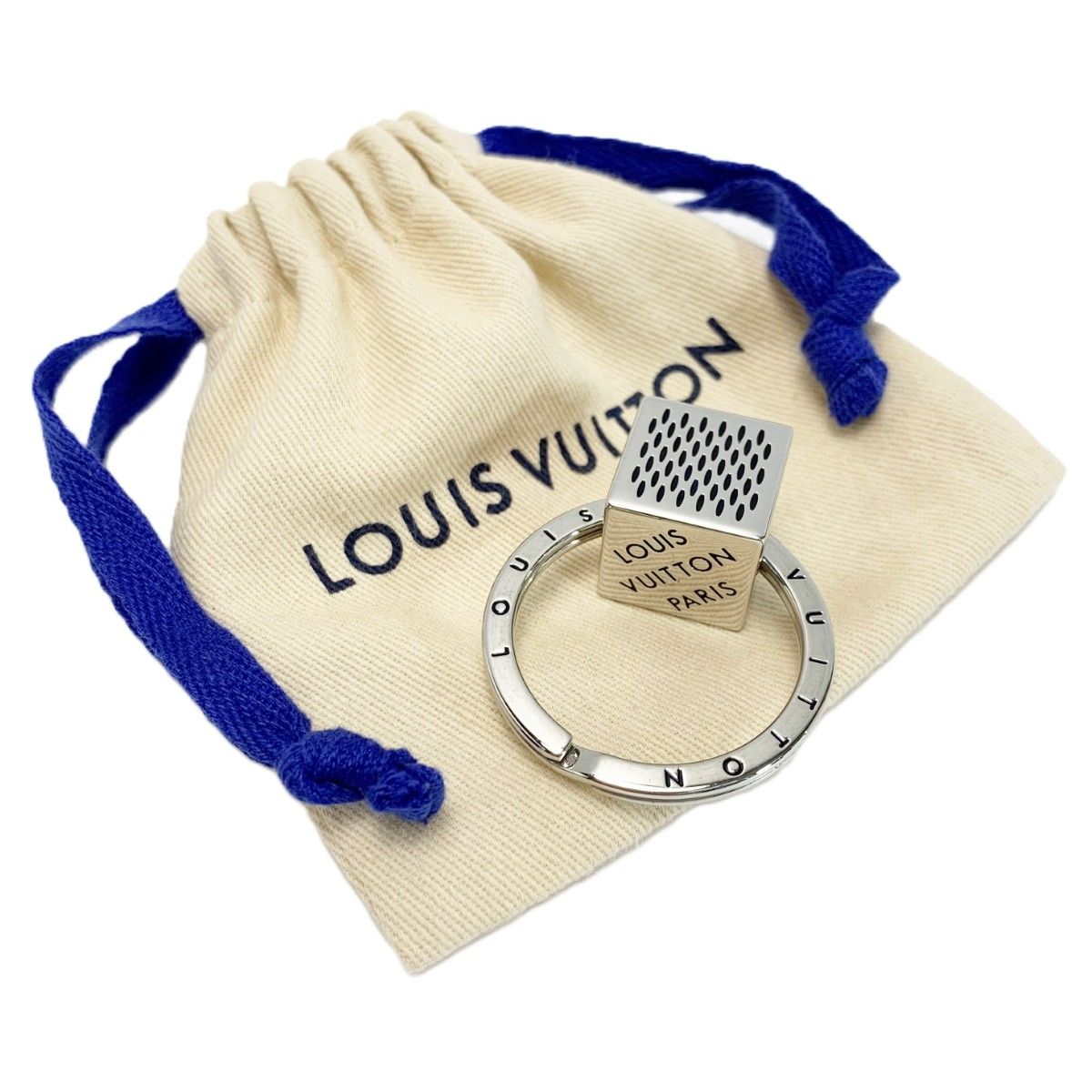 Louis Vuitton Damier Cube Ring Key Holder Charm