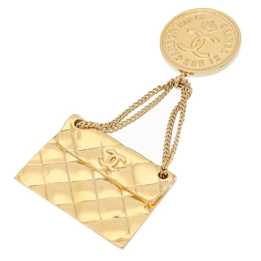 Chanel Quilted Bag Motif Brooch Brass