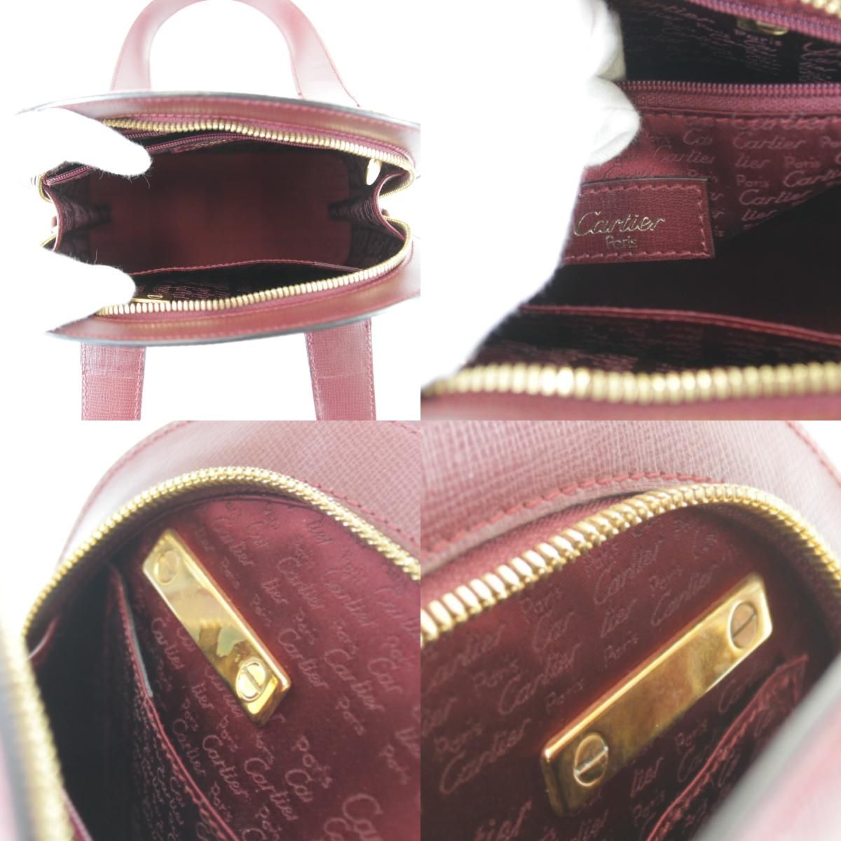 Cartier Must Line Mini Card Handbag Leather Wine — view 9