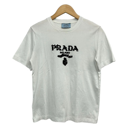 Prada Short Sleeve T-Shirt S White Crew Neck Sequin Confirmed